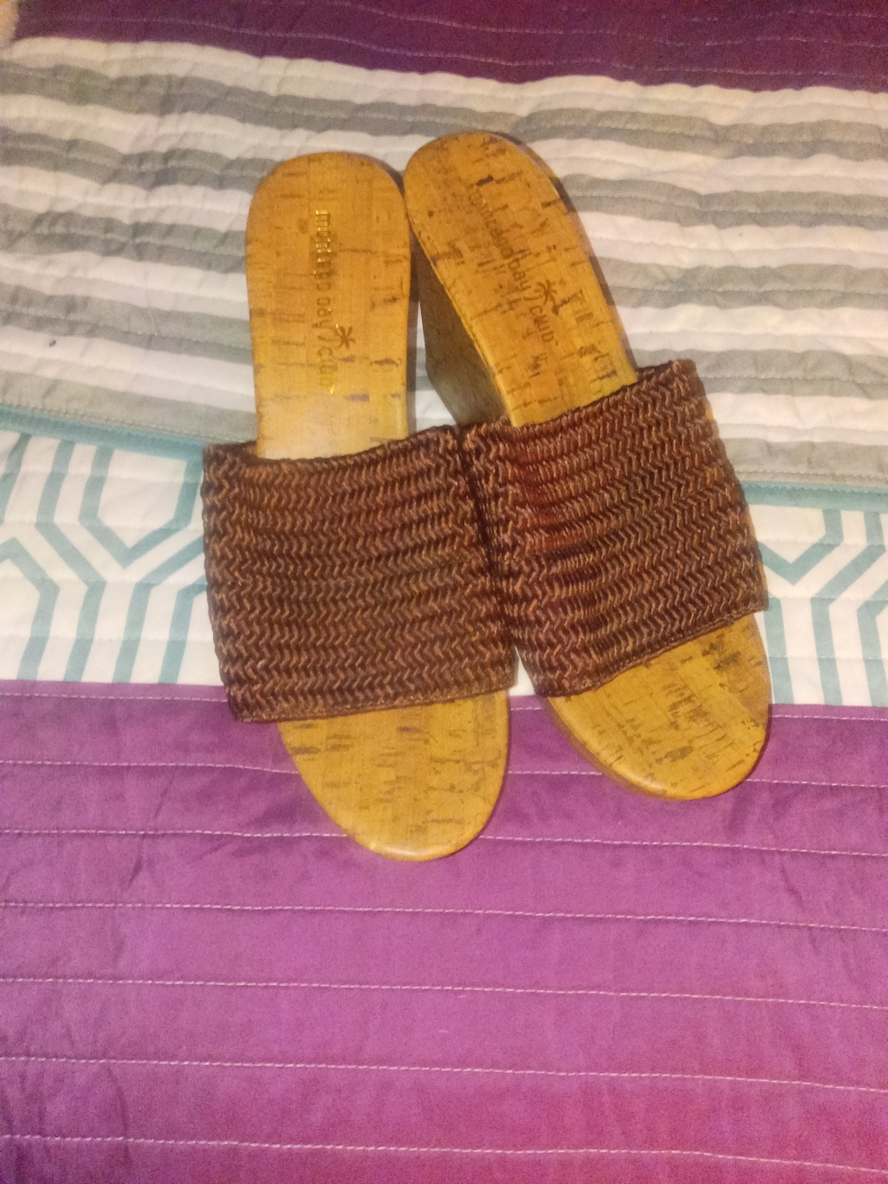 Montego Bay Club Brown Woven Slide Mules